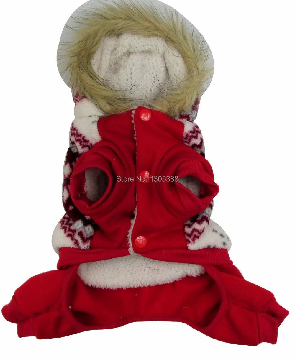 Red Snowflake Winter Pet Dog Warm Clothes For Small Dogs Puppy Clothing Jumpsuit Coat For Chihuahua Dog Jacket