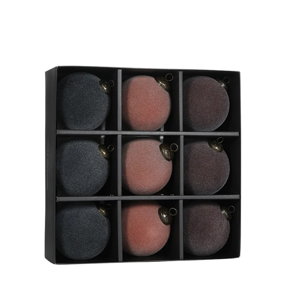 

Бархатные флокированные пластиковые рождественские украшения, набор из 9 шариков диаметром 8 см, подвесной декор для елки и сезонного праздничного использования