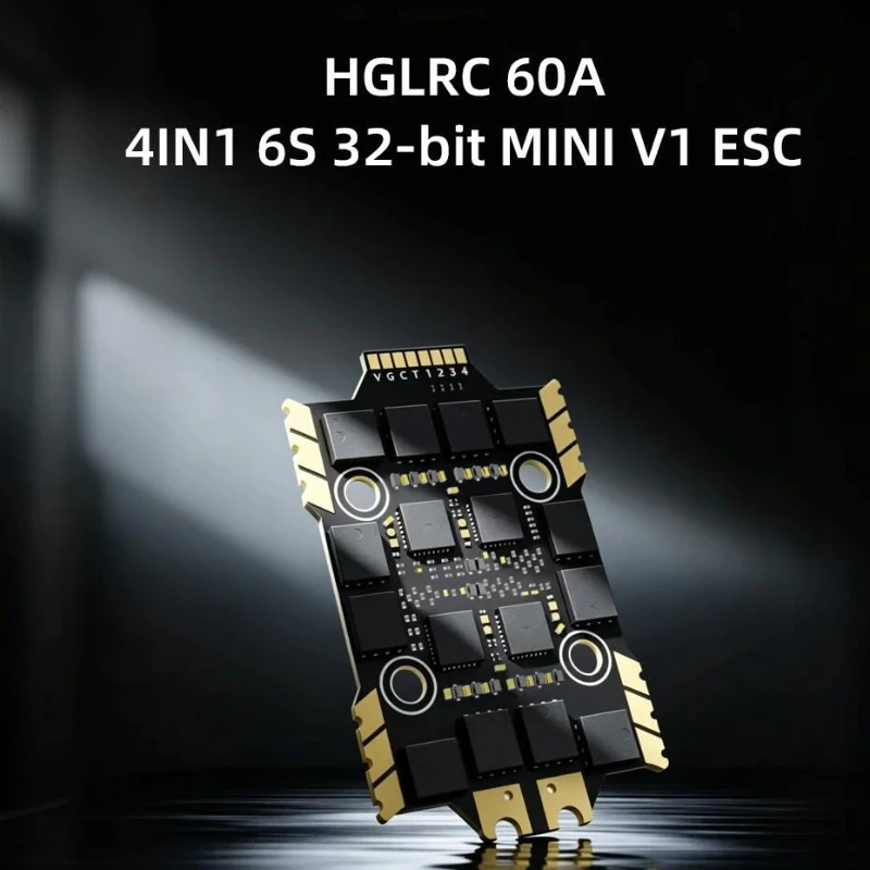 

HGLRC 60A 4IN1 6S 32Bit MINI V1 FPV ESC, Wide 3-6S LiPo Input High Performance BL32 32-bit Brushless Speed Controller