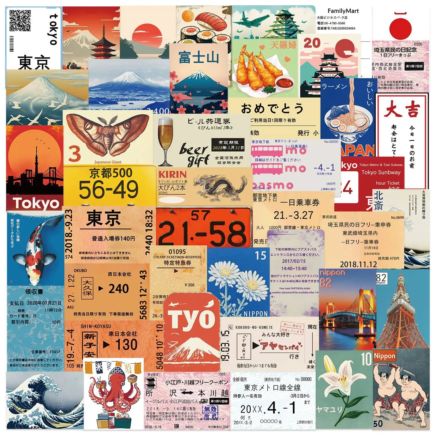 

10/50PCS Cartoon Japan Travel Culture Stickers Personality Cool Creative Decoration Pencil Box Diary Waterproof Stickers Toys