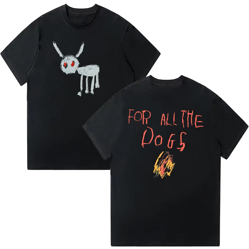 

For All The Dogs T-Shirt Hip Hop Drake Short Sleeve Men's Clothes Trendy Summer Cotton High Quality Tee Women Men Streetwear Y2k