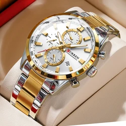 CURREN Quartz Chronograph Wristwatch for Men - Stainless Steel Bracelet and Multifunctional Sports Dial