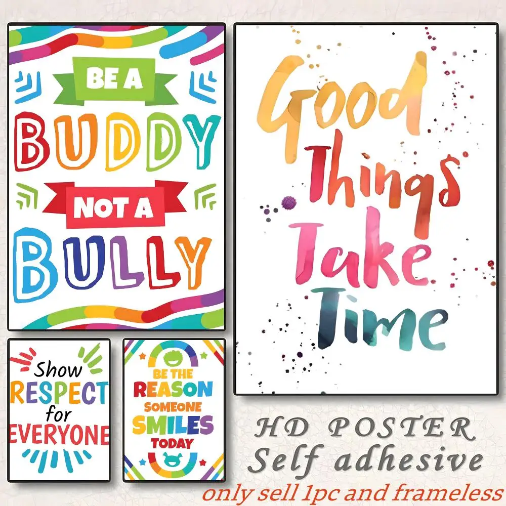 Positive Kid Classroom Wall Picture Typography Poster Gift with prints Home bedroom living room decoration promotion and display