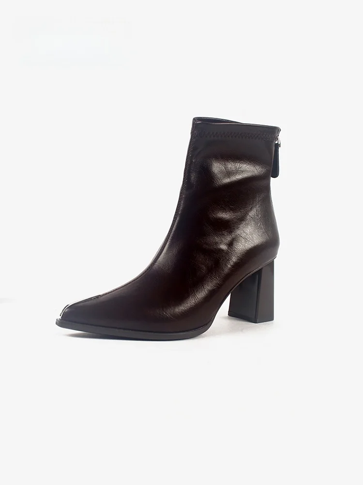 Botines de Tacón Alto Piun para Mujer, Otoño Invierno, Botas Cortas Es, de Piel Sintética, Forradas con Pelo Artific...