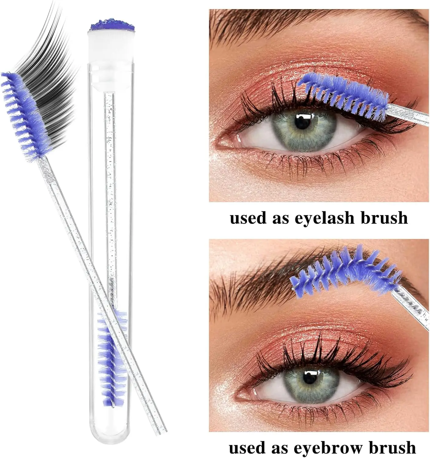 Baguettes de mascara réutilisables avec tube et brosse à cils, étui applicateur de cils de poulet, vente en gros, 50 ensembles