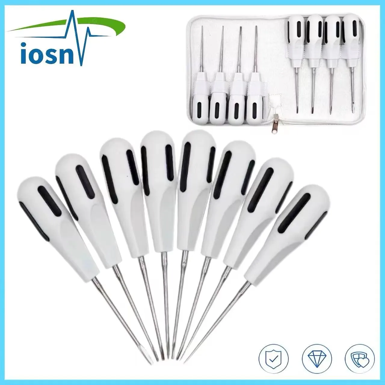 

Dentistry Stainless Steel Dental Luxating Lift Curved Root Elevator Dentistry Surgical Screwdriver 8pcs