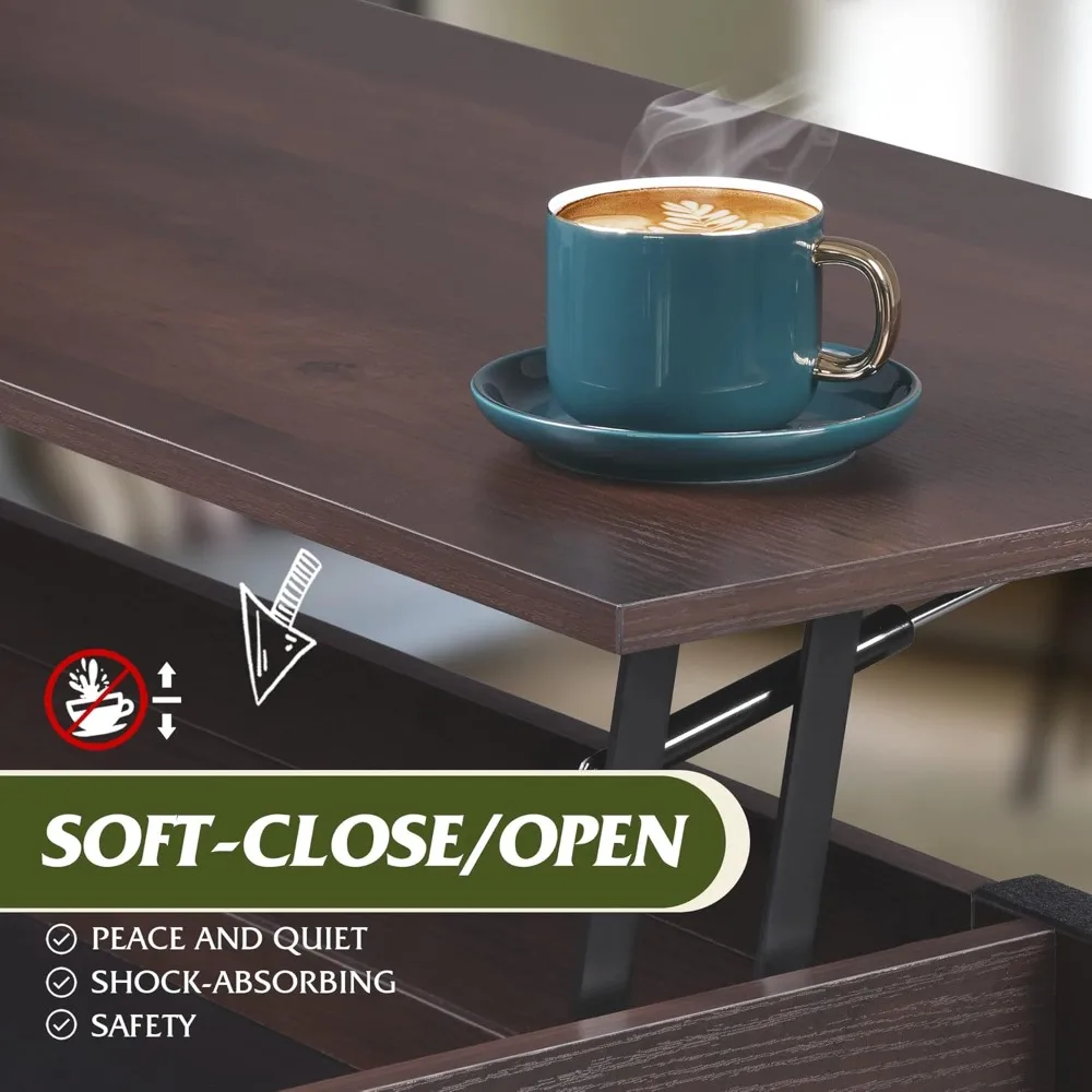 Lift Top Coffee Table 39 with Storage Shelf and Hidden Compartment for Living Room, Office Use