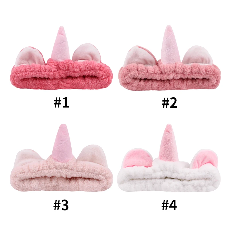 New Disney Unicorn Horn Washing Face Headband Women Soft Makeup Coral Fleece Makeup Spa Hairband Girls DIY Hair Accessories Gift