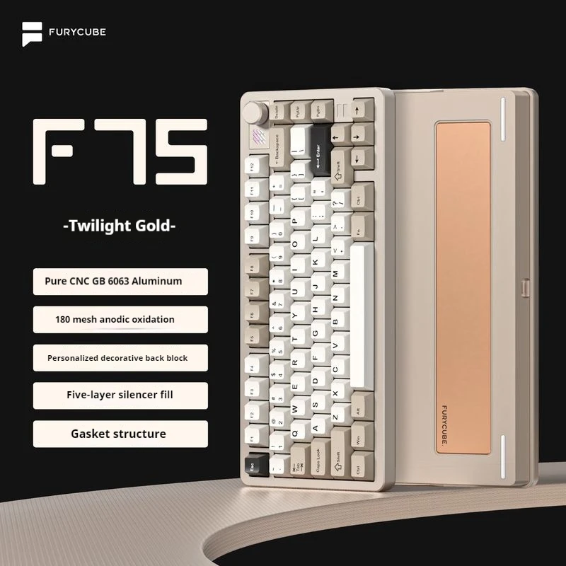 

Furycub F75 Three-Mode Cnc Aluminum Tuotuo Mechanical Keyboard Customized Finished Product Gasket Structure Esports Keyboard