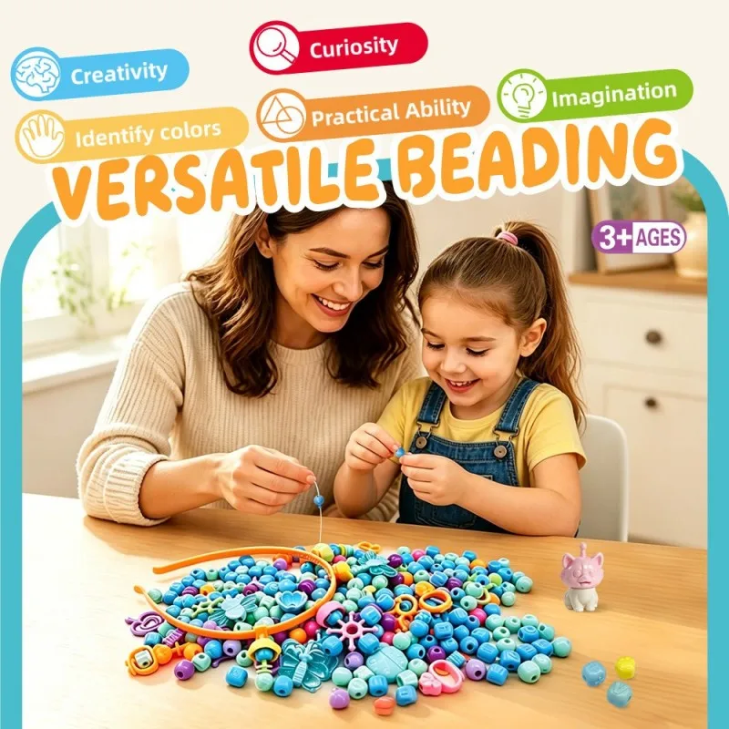 Variety Cordless Pop Beads DIY Educational Toys Children's Handmade Beads, Girls Necklace Bracelet Beaded Barrel