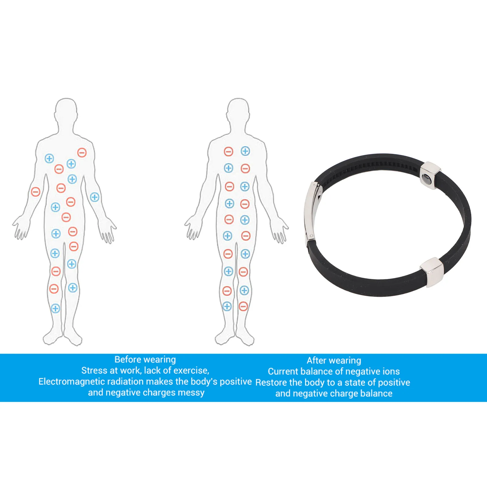 Bracciale sportivo con magnete Bracciale in silicone Bracciale in silicone Cinturini da polso per prevenzione statica Elimina il braccialetto statico del corpo