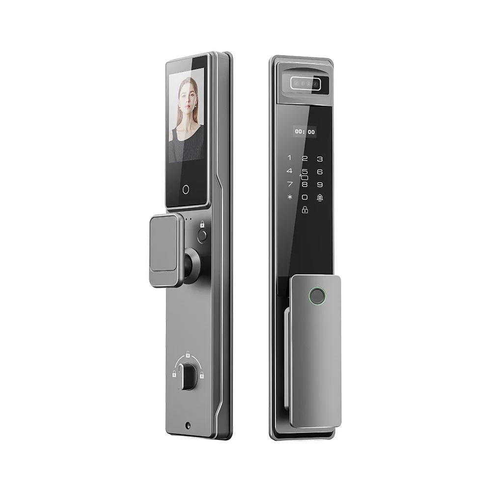 005Fashion 3D Face Recognition Door Lock Automatic Locking with Face Scan Camera Fingerprint Keypad Lock Tuya Wifi Smart Door Lo