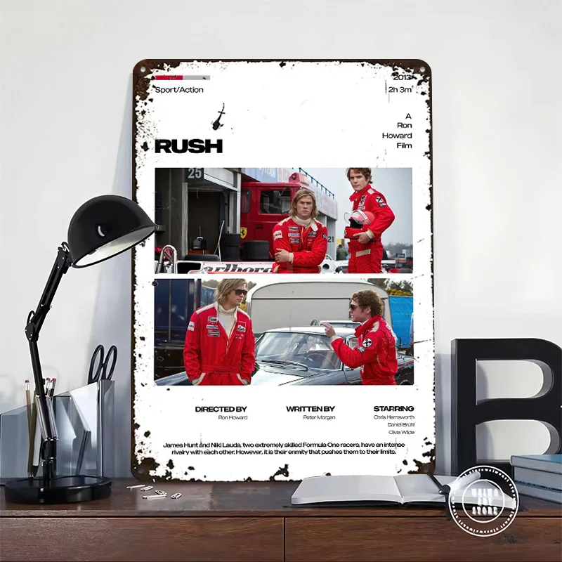 Rush Movie Printed Posters Customizable Wall Art Retro Vintage Metal Tin Signs for Home Room Bathroom Decor Bar Accessories the