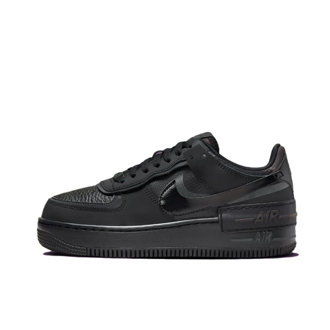 Nike New Listing Air Force 1 Shadow Women's Fashion Low Top Boardshorts مضاد للانزلاق ومقاوم للاهتراء كاجوال أسود