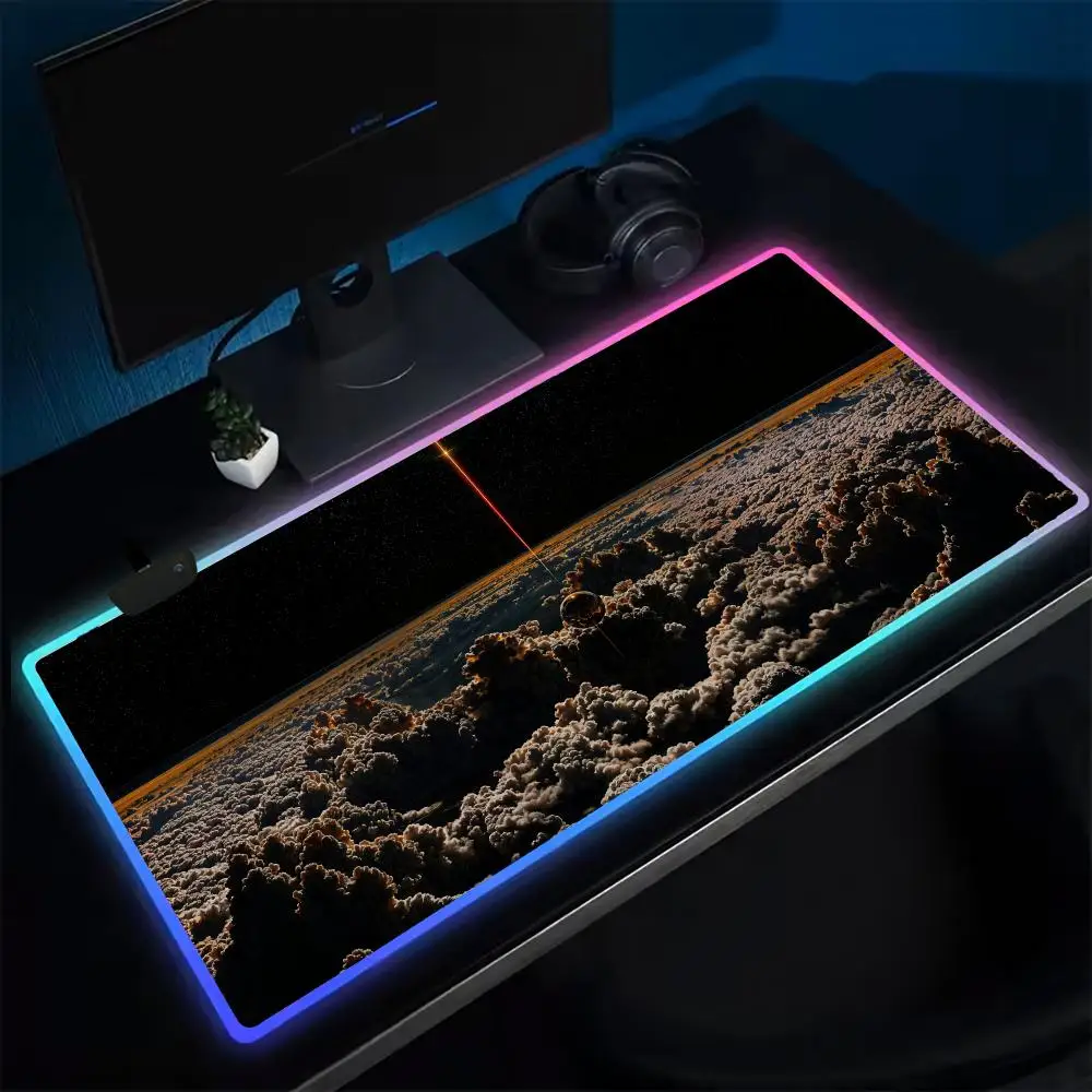 

Game Space Art Mouse Pad Anime Gaming Mouse Pad LED Table Pads Backlit Rubber Desktop XXL RGB Desk Mats