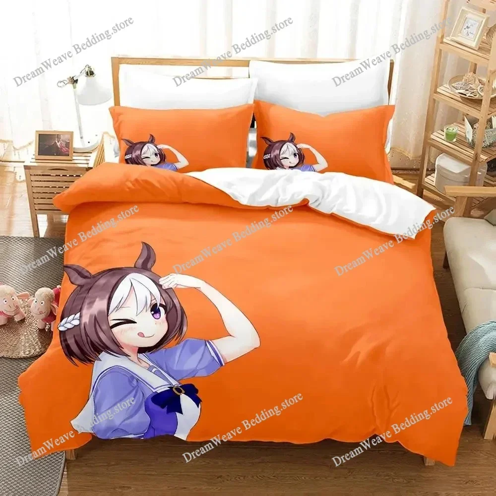 Anime Uma Musume Pretty Derby Bedding Set Duvet Cover Bed Set Quilt Cover Pillowcase Comforter King Queen Size Boys Adult