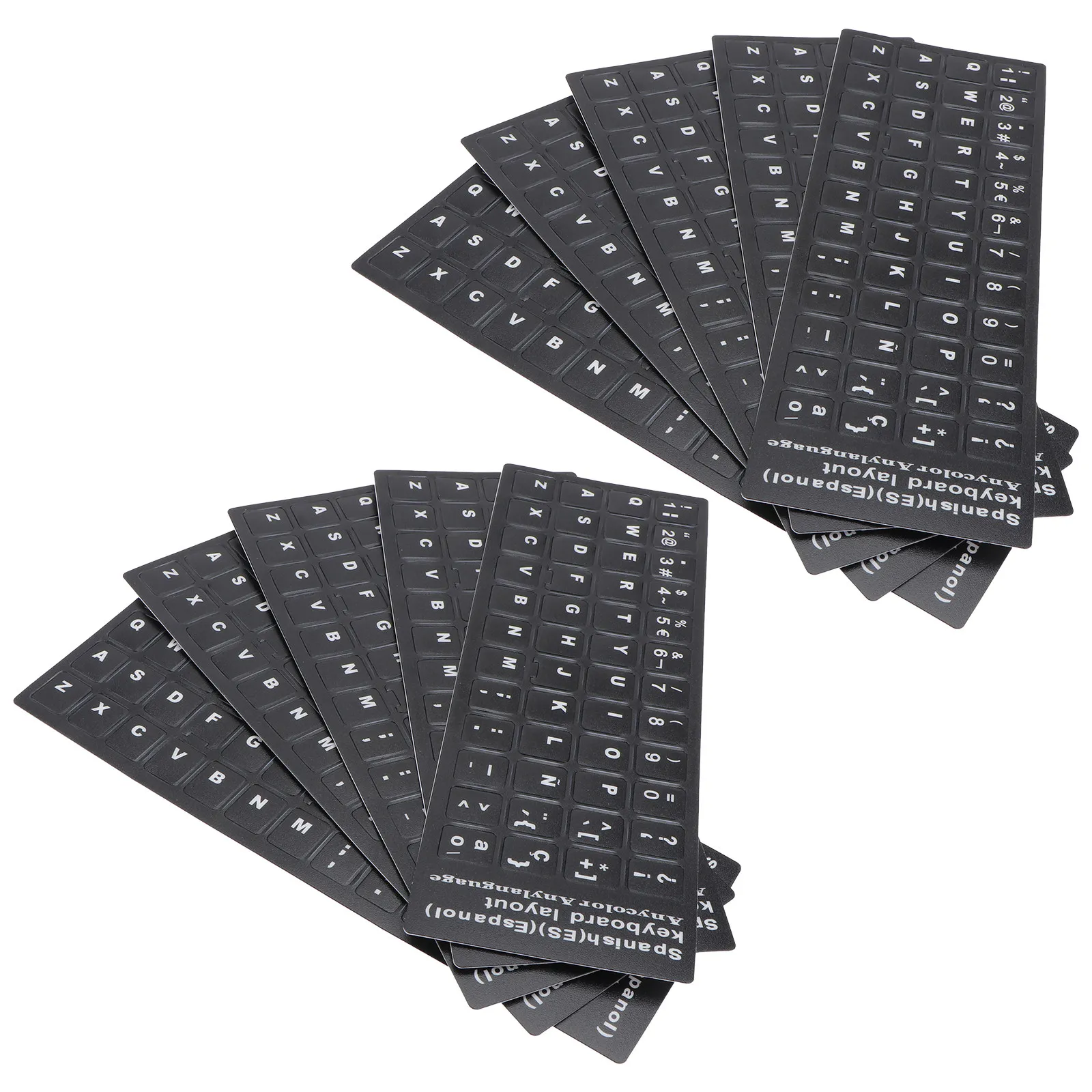 10Pcs Multi-Language Keyboard Stickers Spanish Edition Sturdy PVC Material Smooth Adhesion Laptop Desktop Keyboard Skin
