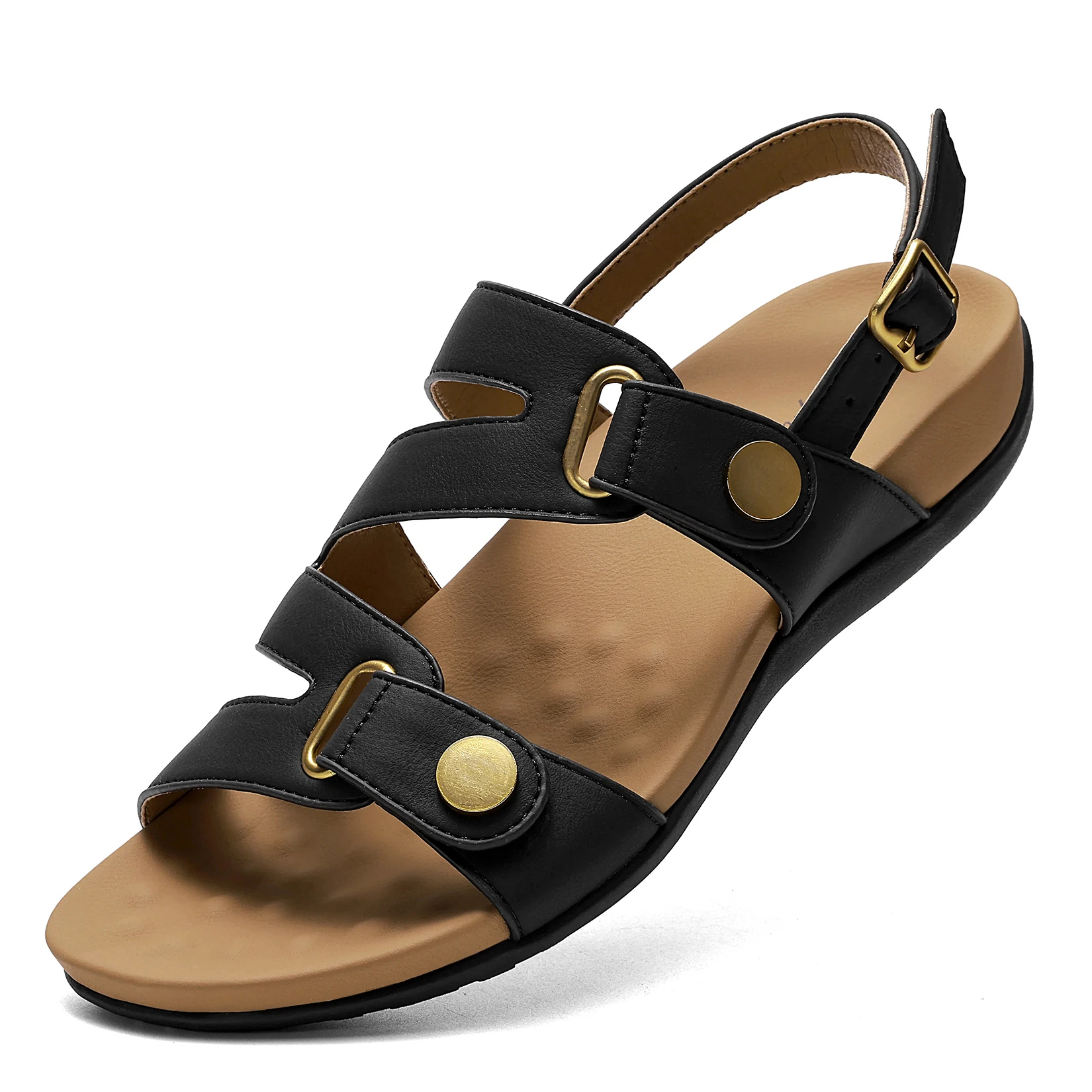 

Littleplum Orthopedic Sandals for Women Arch Support Comfortable Flat Adjuatable Sandals for Walking Summer Beach