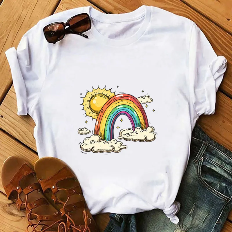 Cartoon Fashion Colorful Rainbow Happy Love Patches Hoodie Heat Transfer For Clothes Thermo Sticker Iron on Vinyl For T-shirt