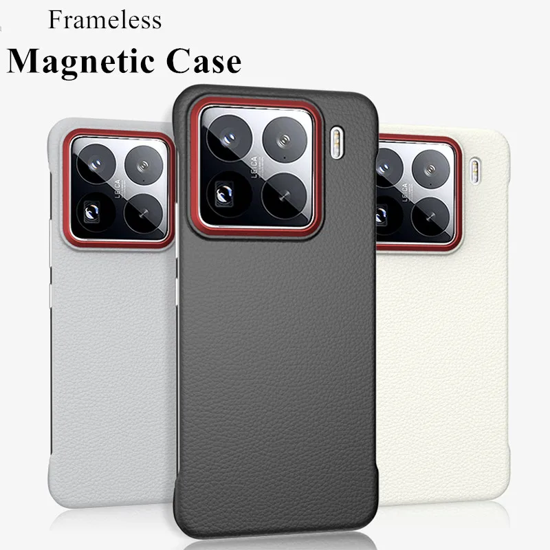 

15 ультра бескаркасный магнитный чехол с рассеиванием тепла для Xiaomi 15 Ultra 15 Pro, деловой простой кожаный металлический защитный чехол для камеры
