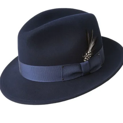 

Ribbon Decorated Wool Hat Solid Color Feather Wool Felt Hat