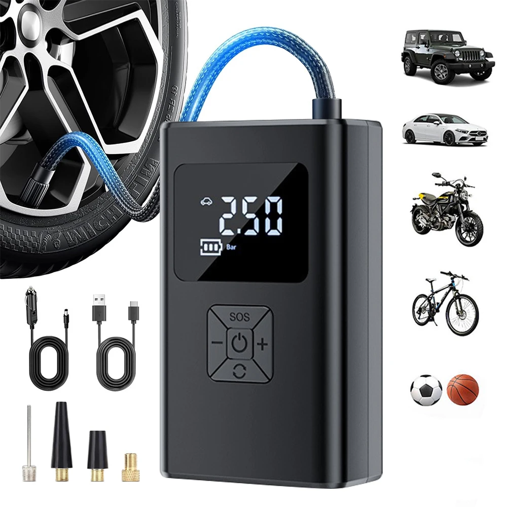 EAFC presenta il nuovo compressore d’aria portatile con doppia alimentazione, progettato per gonfiare pneumatici di vario tipo, inclusi quelli per auto, moto, biciclette e palloni sportivi.