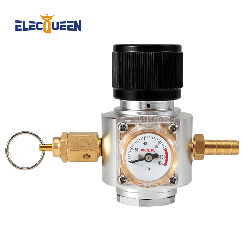 Soda Water Co2 Charger kit,0-90PSI Mini CO2 Gas Regulator with Release Valve, Directly connect with TR21*4 Soda Water Cylinder