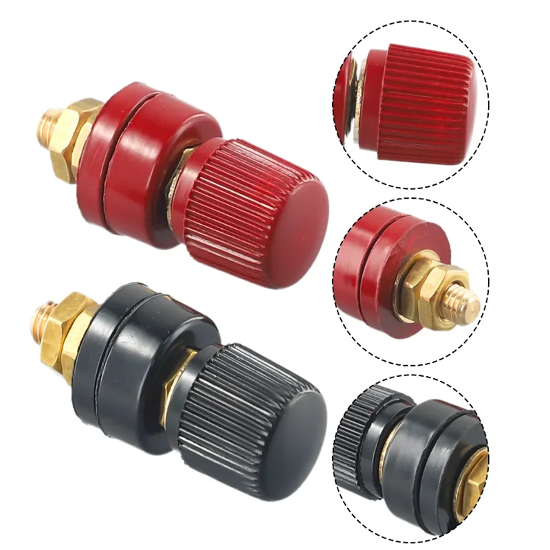 2Pcs Black /red New 6mm Brass Stud Premium Remote Battery Power Junction Post Connector Terminal Kit Automotive Connectors
