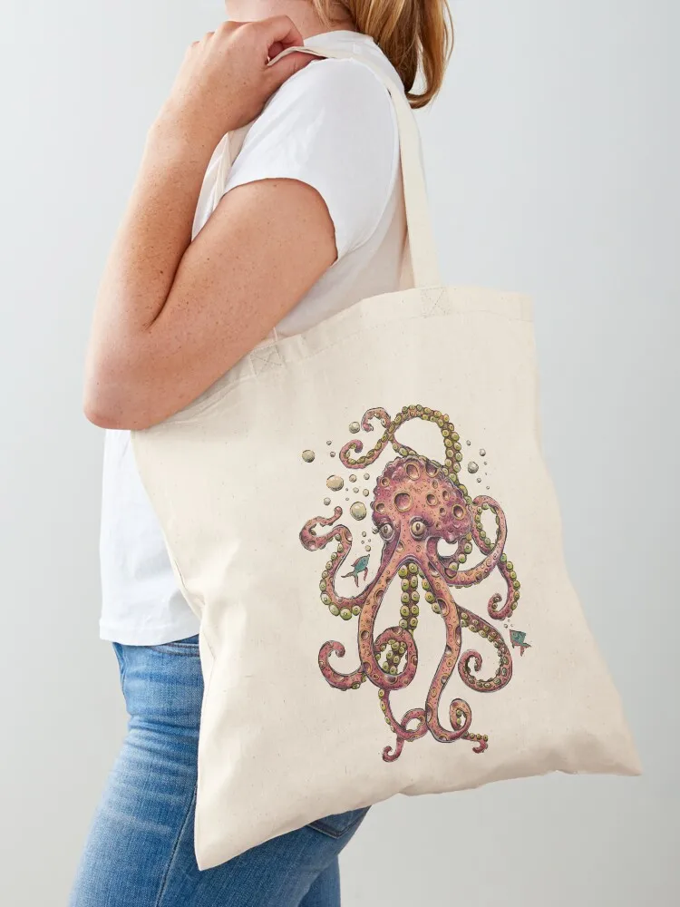 

Pink Octopus Tote Bag tote bags men reusable shopping bags tote bag women custom canvas bag