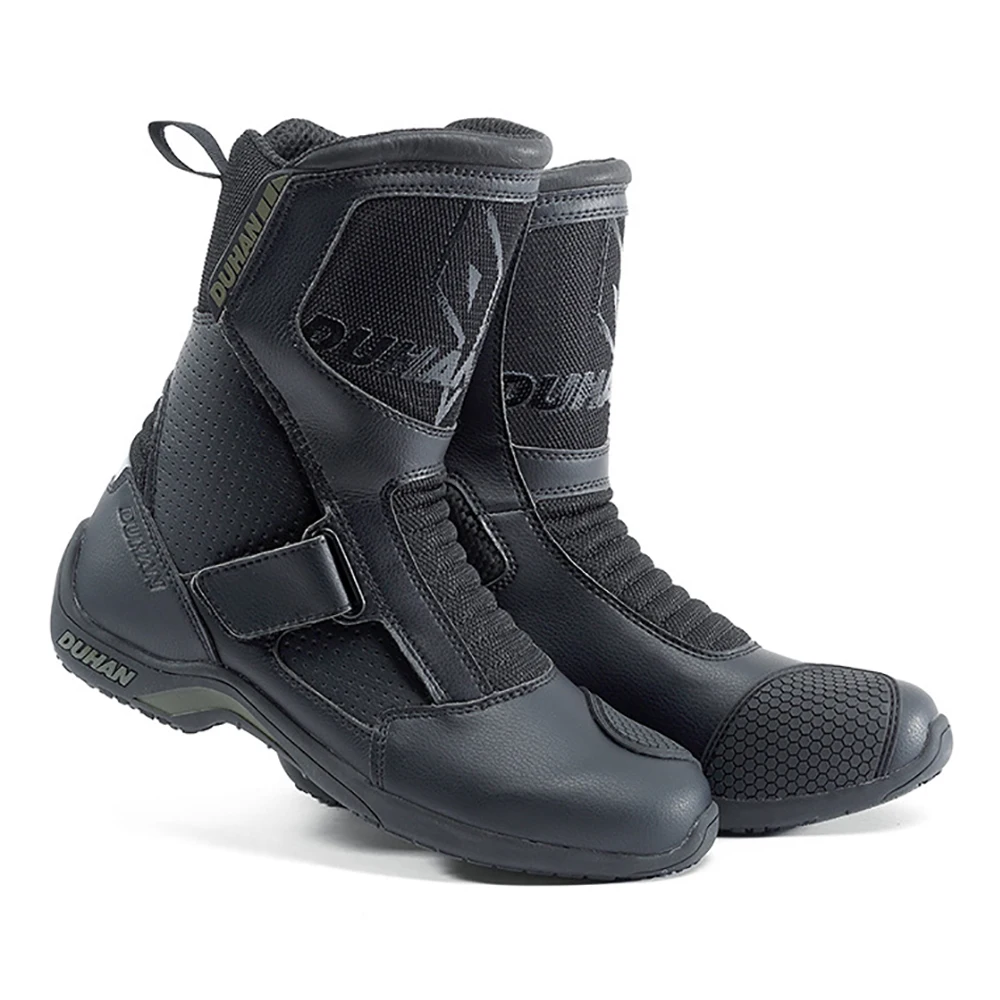 Motorcycle Boots Man Hook and Loop Fasteners Motocross Boot Wear-Resistant Breathable Motorcycle Equipment Anti-Slip Anti-Fall