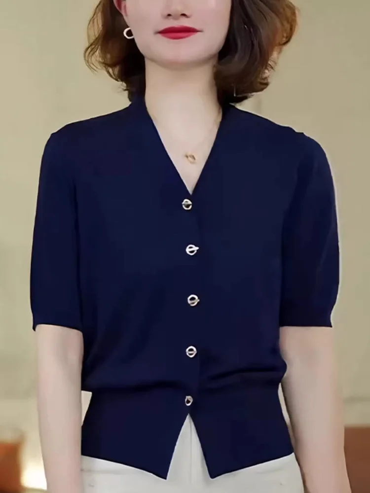 Faionable Versatile ort Sve Вязаный открытый кардиган женский Ele Slim Fit Лето на одной пуговице Уникальный специальный irt