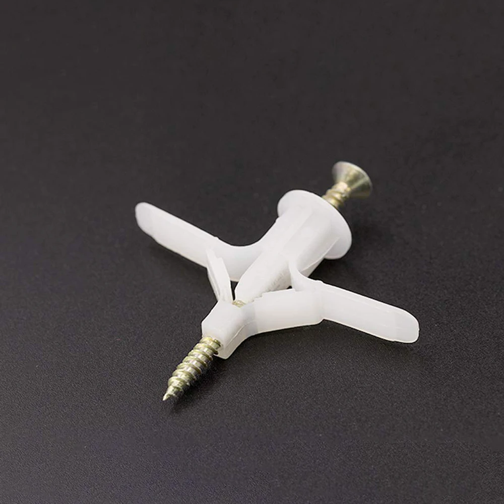 40 sets/pack Plastic Airplane Expansion Pipe Curtain Gypsum Board Hollow Wall Expansion Screw 3.5*50+Anchor 8*50 Plugs Up Aging
