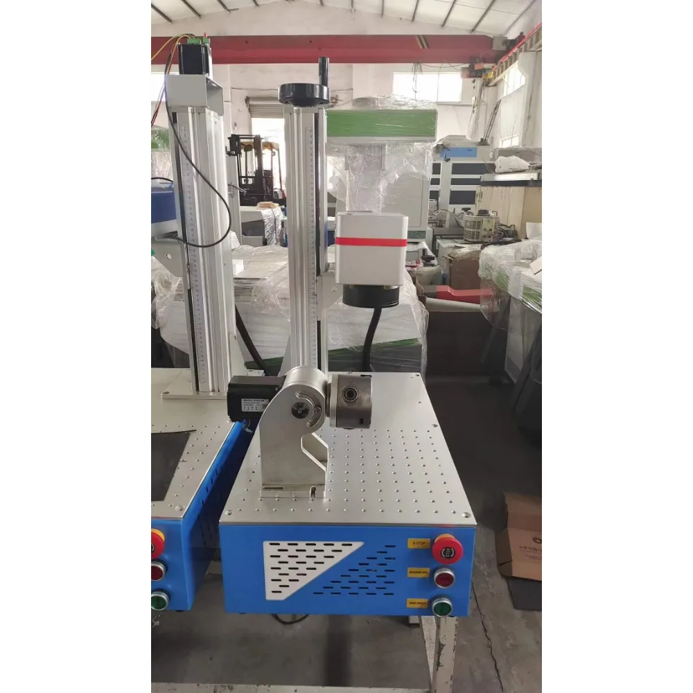 Portable fiber engraver 20W 30W 50w Raycus Marking Machine with 300*300mm SG7110 Galvo EZCAD Double Red Dot Ring Rotatory