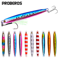 PROBEROS 1PC Long Metal Jig Fishing Lure 10g-20g-30g-40g-60g Slow Cast Jigging Spoon Artificial Hard Lure Shore Metal Bait
