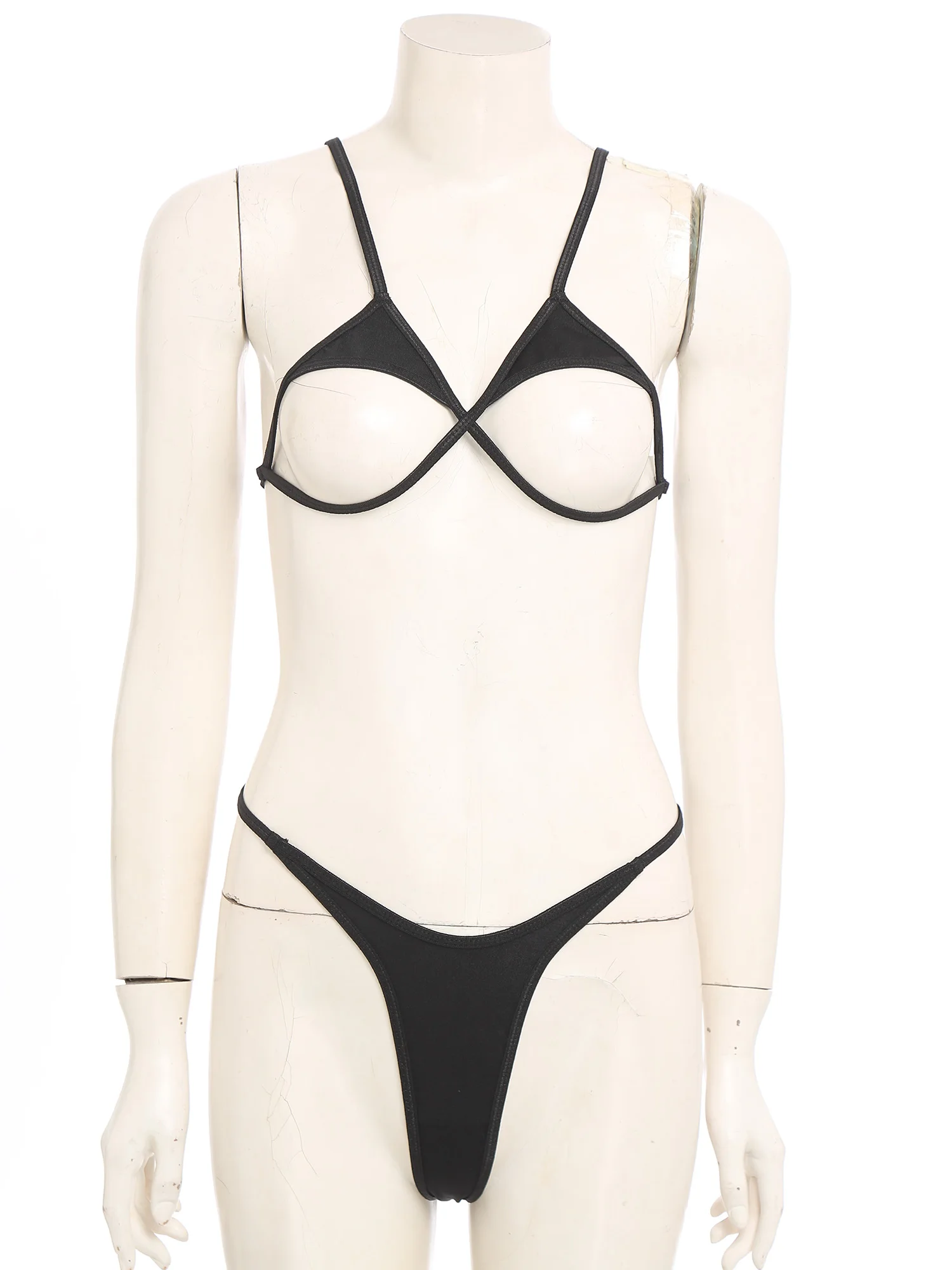 

Женское нижнее белье, соблазнительный комплект ночного белья, мини-бюстгальтер с открытой соской и стринги с Т-образной спинкой, костюм для эротического парного порно, ночная рубашка для ролевых игр