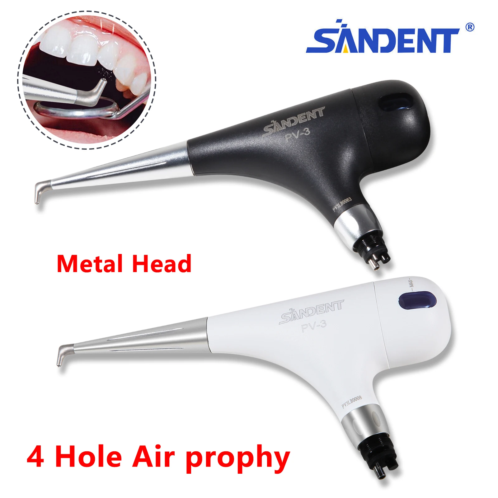 

SANDENT Dental Air Prophy Flow Teeth Polishing Polisher Handpiece Hygiene Jet 2/4 Holes Sandblasting for Cleaning