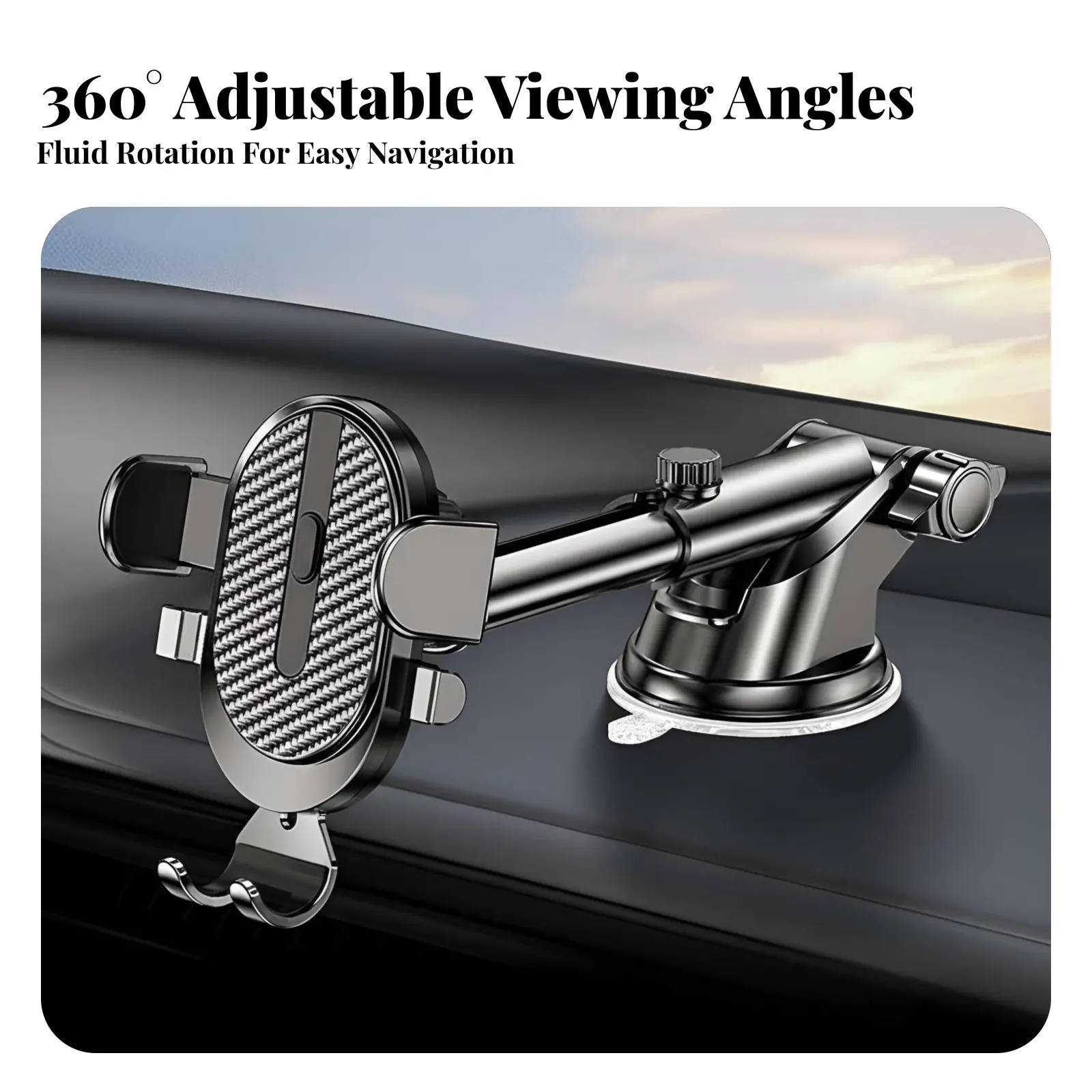 

Car Phone Holder, Multifunctional Telescopic Suction Mount, Carbon Fiber Dashboard Stand, Universal Navigation