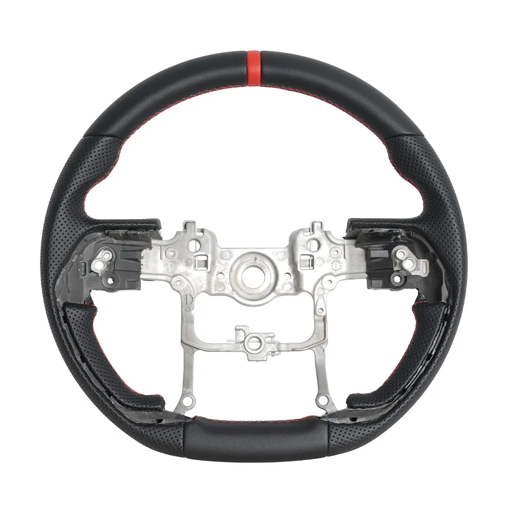 Full Leather Sport Steering Wheel Perforated Leather D-Shaped Car Accessories Fit For Toyota Tacoma Tundra Sequoia 2023-2026
