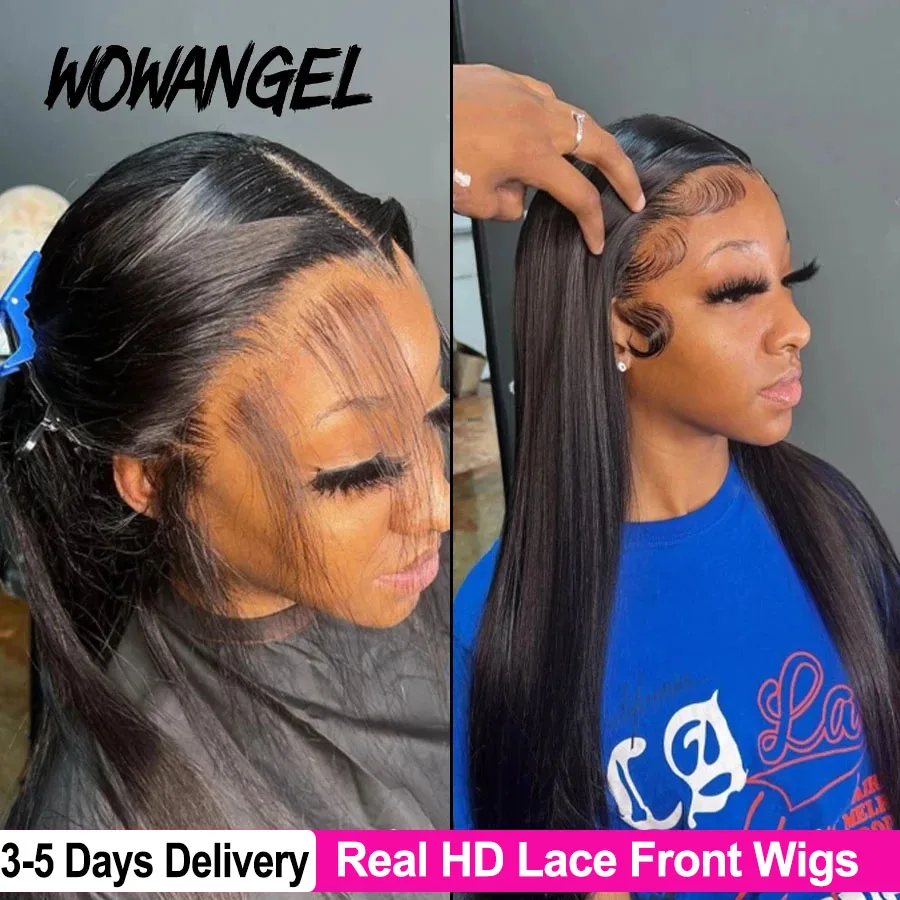 Wow Angel HD Lace Front Wigs 34inch Straight Wig Clean Hairline Melt Skin Invisible 13x6 HD Lace Front Human Hair Wig Glueless