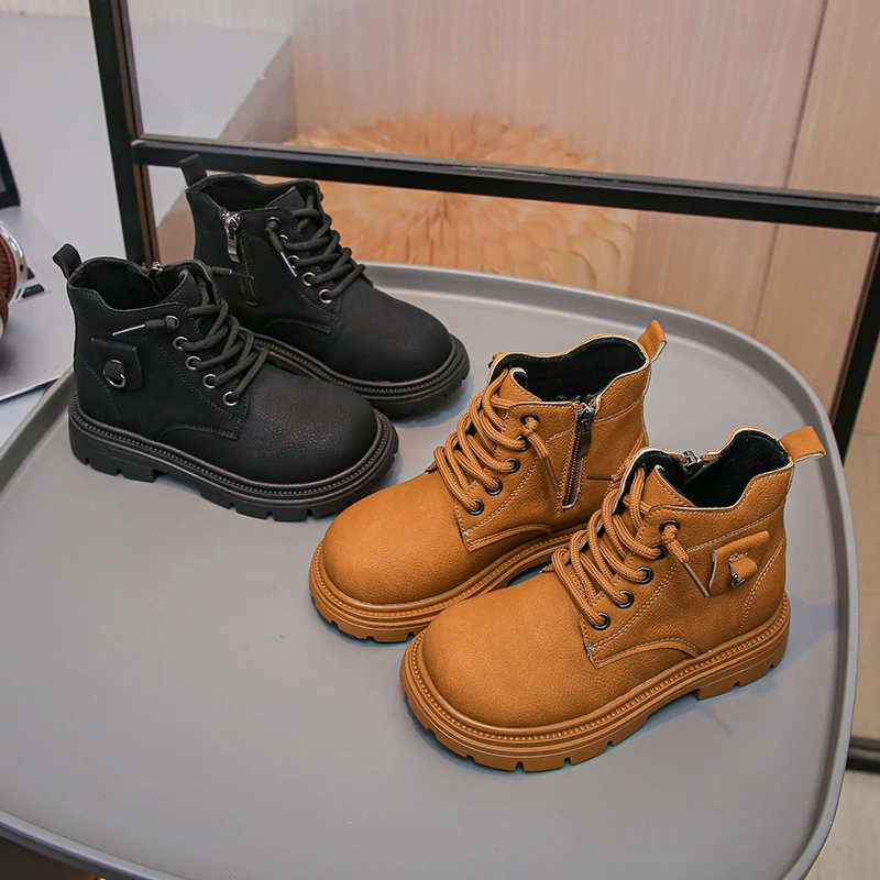 

Детские модные и популярные короткие сапоги, осень 2023, новые ботинки для мальчиков и девочек, универсальные ботинки в стиле ретро на мягкой подошве