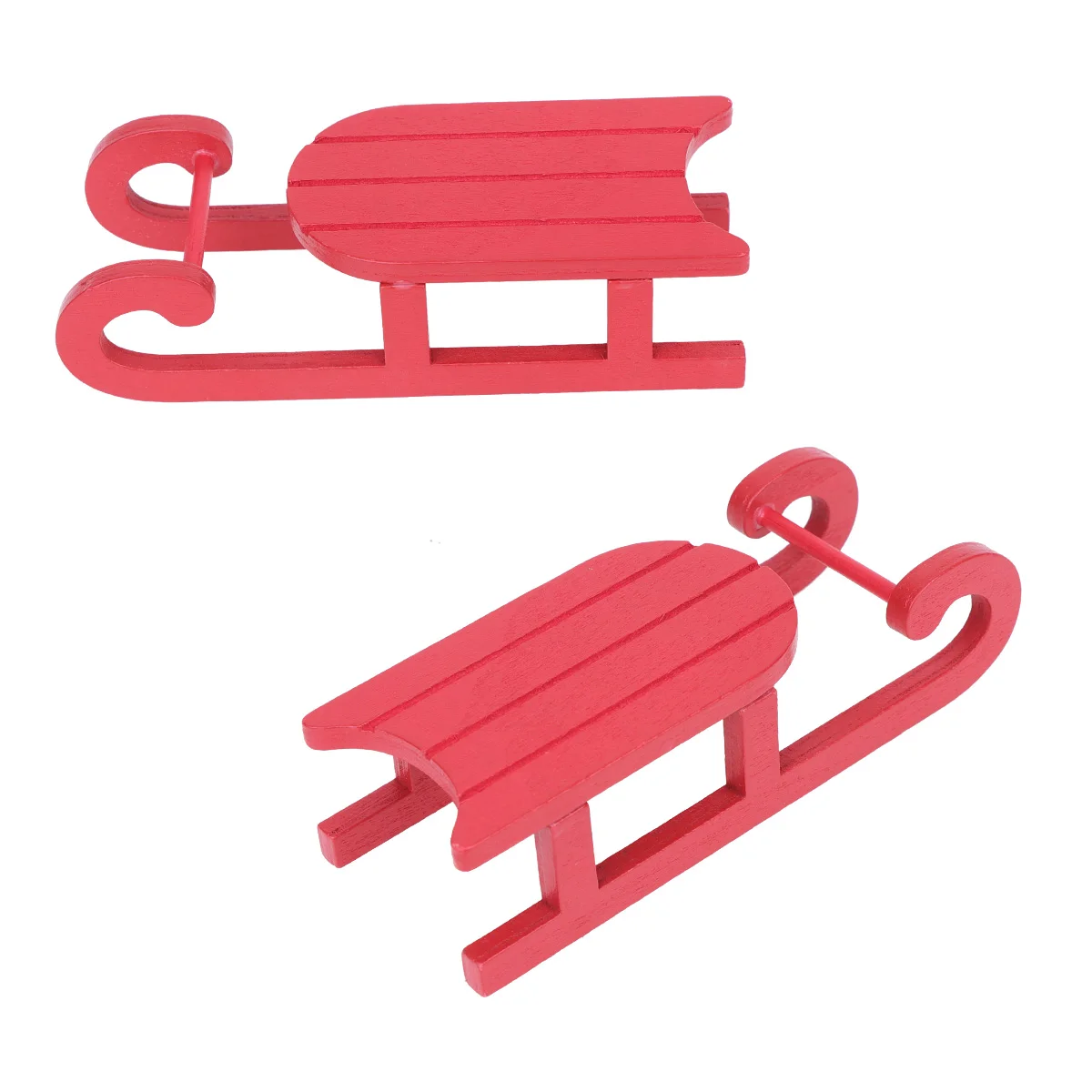 

2Pcs Christmas Sleigh Wooden Ornament Red Painted Creative Desktop Decoration Home Office Xmas Decorative Craft
