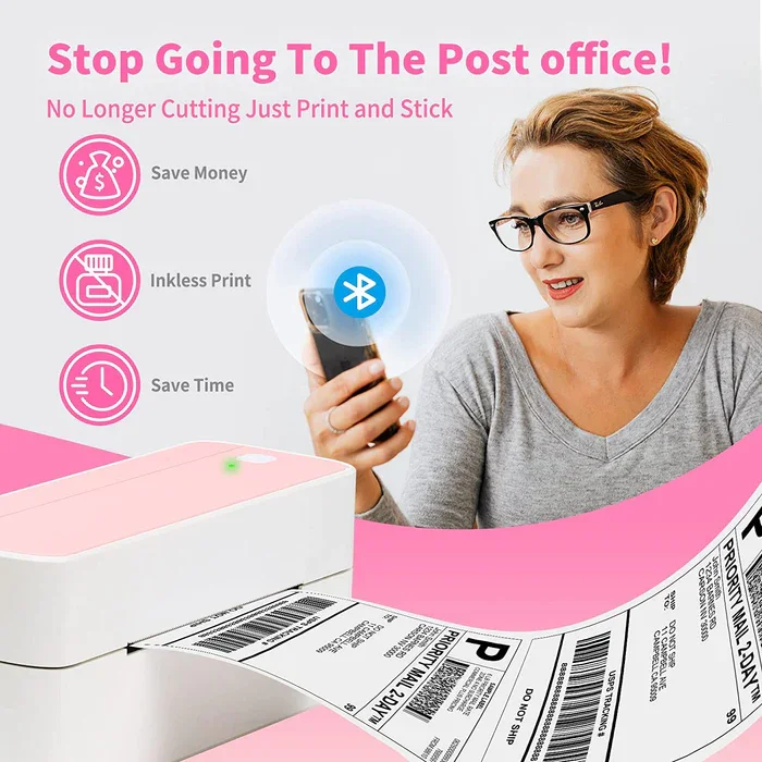 Phomemo 241Bt Portable Wireless Thermal Shipping Label Printer 4x6 BT Portable Desktop Shipping Printers For Small Business