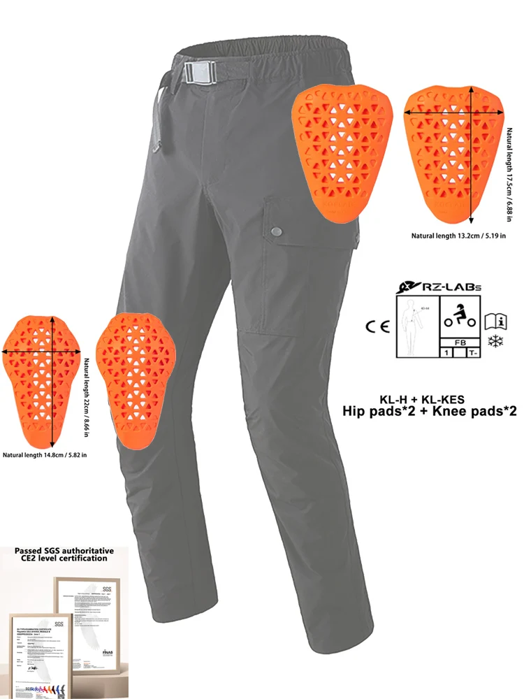 Jean de moto certifié CE avec genouillères, protection des hanches, pantalon de planche à l'entrejambe, équipement intérieur de protection, pantalon de moto