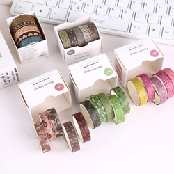 5Rolls Retro Washi Tapes Scrapbooking Supplies Basic Decorative Adhesive Tape Journaling Materials Diary Decoration Masking Tape