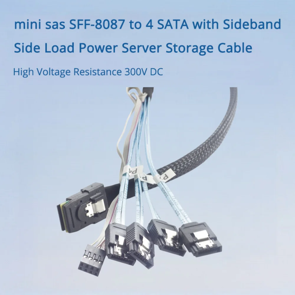 

Mini Sas SFF-8087–4 SATA с боковой полосой, кабель для хранения сервера с боковой нагрузкой, высокое сопротивление 300 В постоянного тока