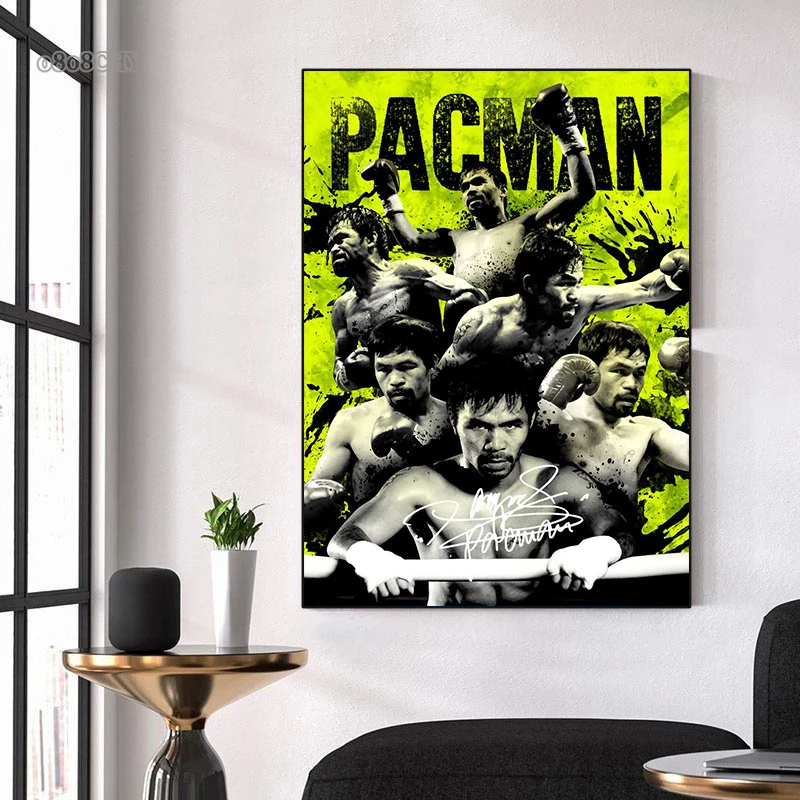 Boxing Legends Poster Boxer Mike Tyson ,Pacquiao Pacman Graffiti Art Canvas Painting Abstract Portrait Wall Art Mural Home Decor