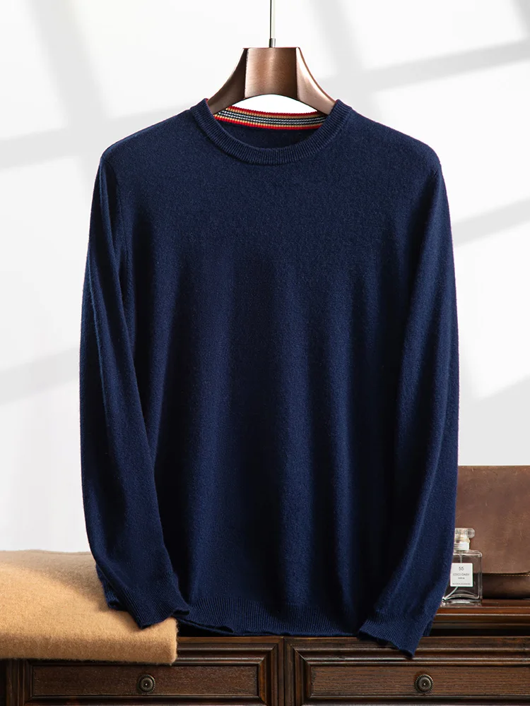 

Fashion New 100% Cashmere Sweater Men O-Neck Pullover Knitwear Autumn Winter Business Casual Long Sleeve Clothing Tops