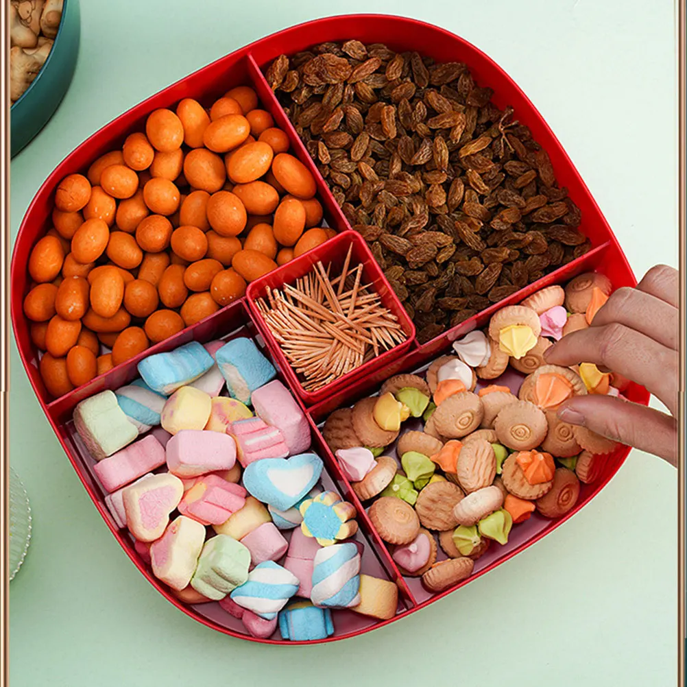 

Charcuterie Tray with Lid Double Layer Fruit Plate Plastic Serving Trays Camping Cookie