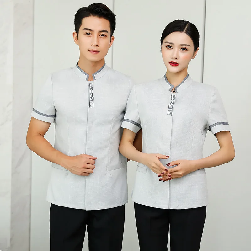 Property Cleaning Uniform Cleaner Clothing Set Short Sleeve Cleaning Staff Workwear Women Hotel Room Aunt Summer
