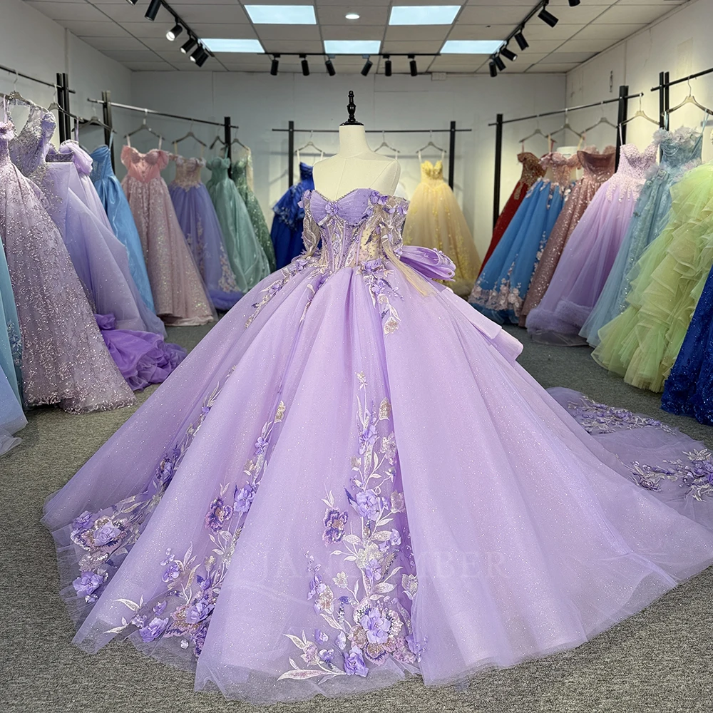 فساتين Quinceanera مخصصة من Vestidos De 15 Quinceañera من الدانتيل للأميرة فستان عيد ميلاد للنساء فستان حلو 16 بأكمام طويلة